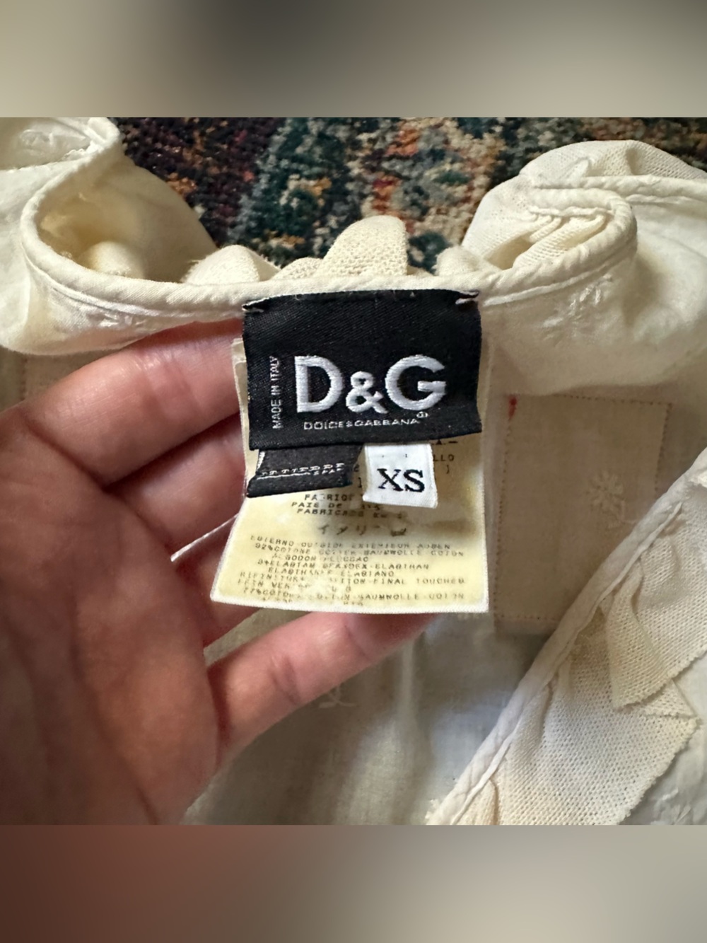 D&G Cream Embroidered Ruffle-Trim Jacket - Picture 3 of 7